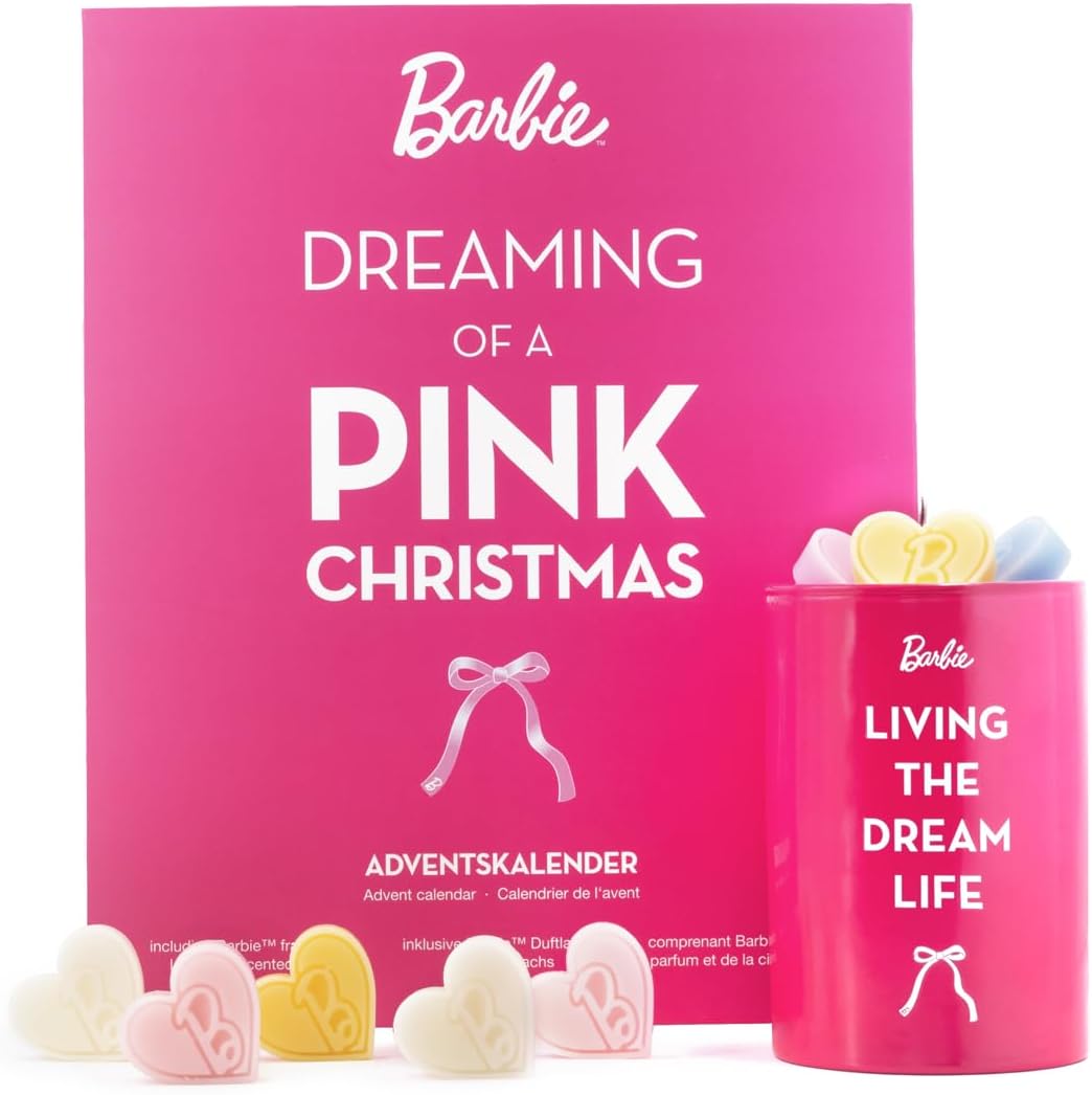 Barbie Adventskalender mit Duftlampe & 24 Duftwachs Wax Melts – Duftwachs Adventskalender aus Sojawachs mit fruchtig-frischen Düften – Weihnachtsgeschenk für Barbie-Fans