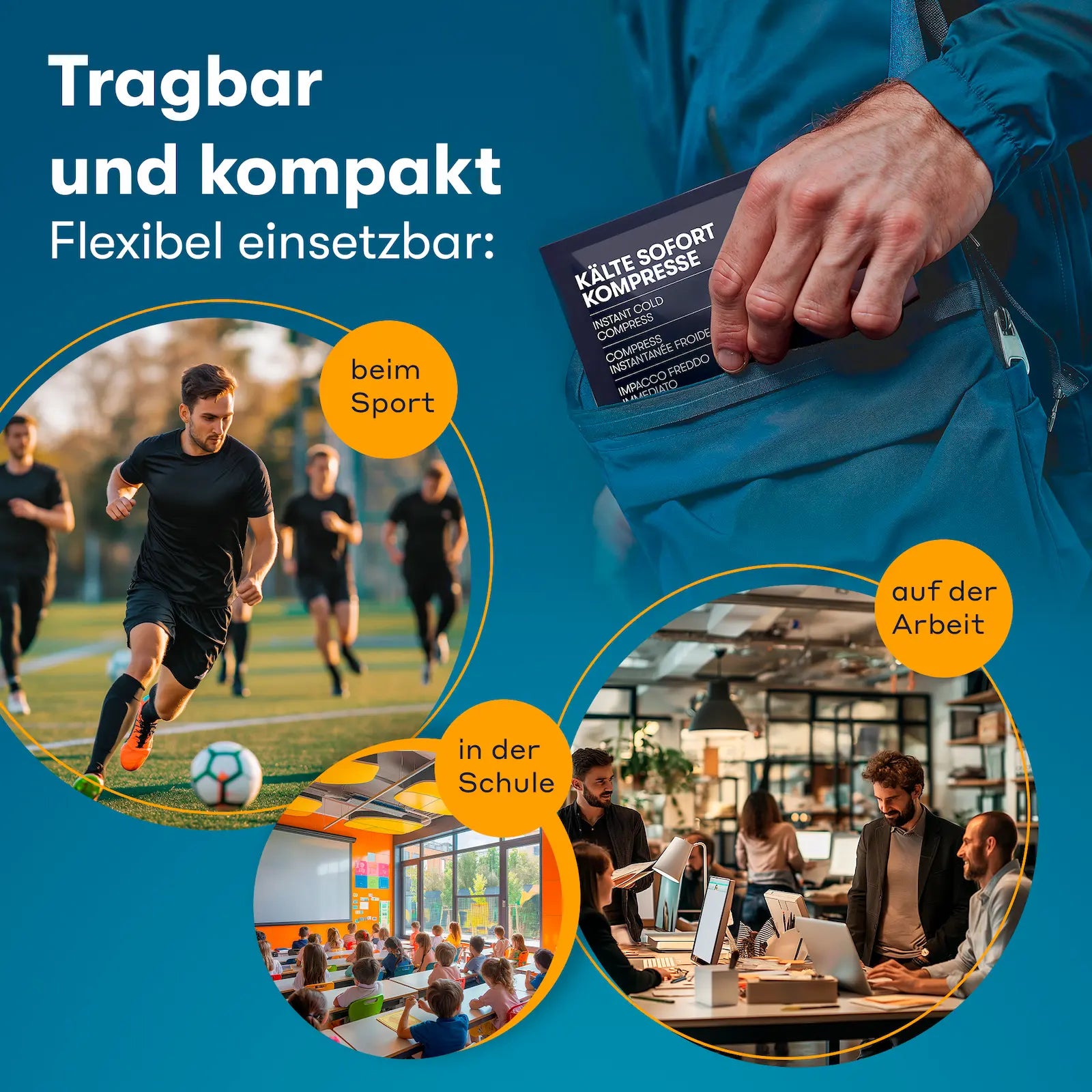 Kompakte Kältekompressen für unterwegs – einsetzbar bei Sport, in der Schule oder im Büro