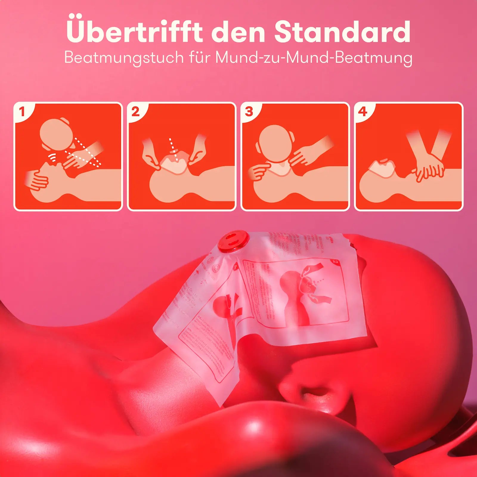 Beatmungstuch Anwendung aus KFZ Kombitasche für Mund-zu-Mund-Beatmung