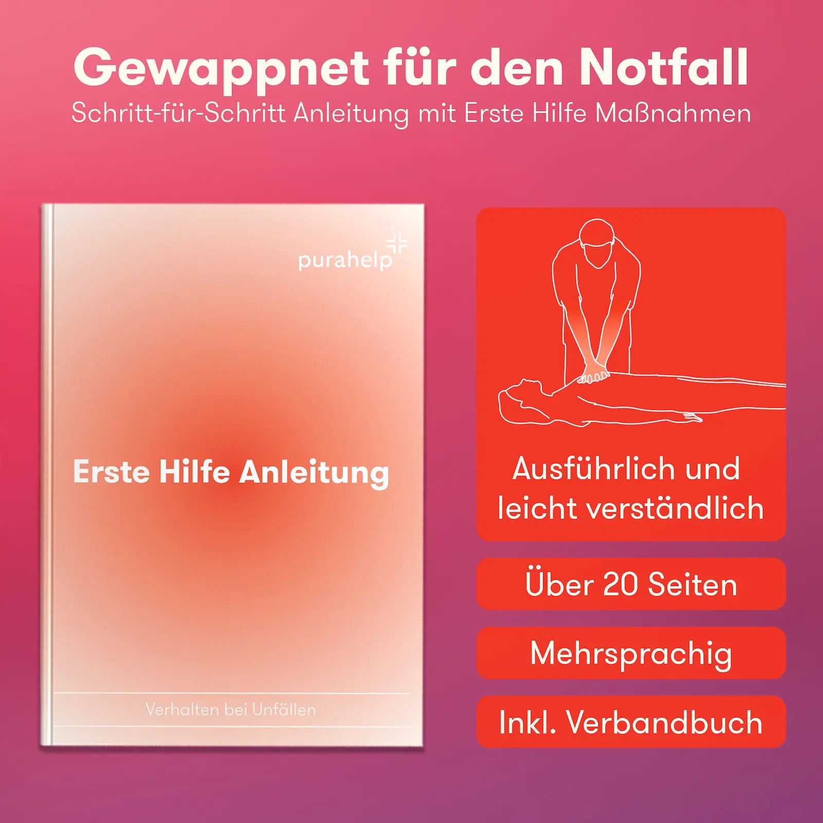 KFZ Kombitasche mit ausführlicher Erste Hilfe Anleitung über 20 Seiten mehrsprachig