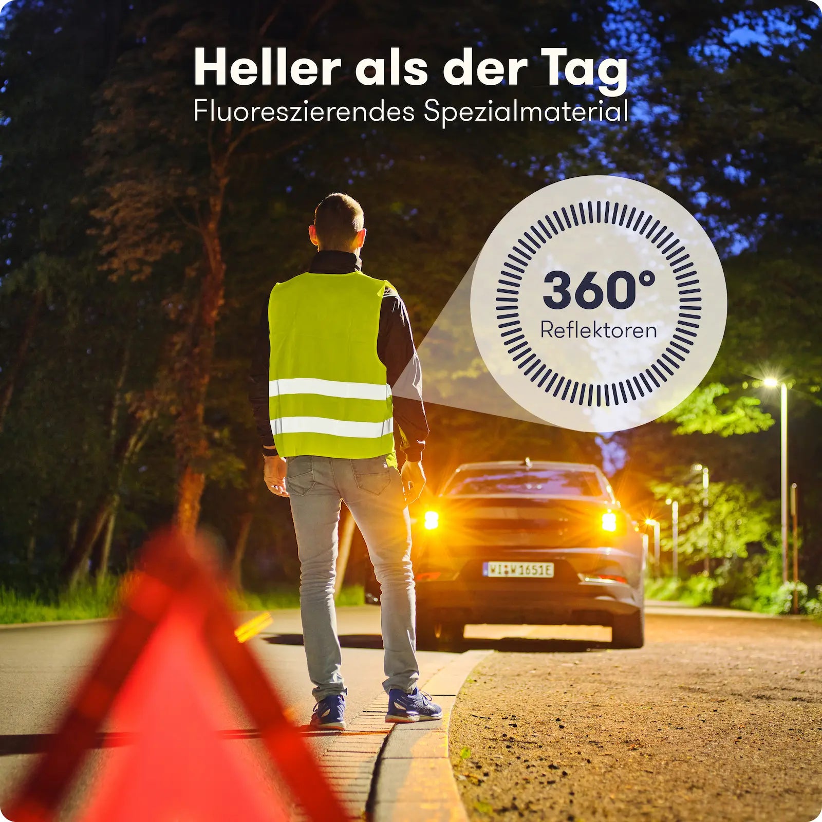 PURAHELP Warnweste mit 360 Grad Reflektoren für maximale Sichtbarkeit bei Nacht