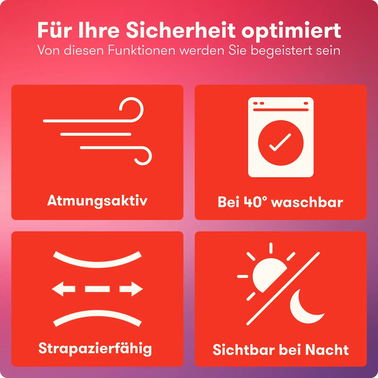 PURAHELP Warnweste atmungsaktiv strapazierfähig waschbar sichtbar bei Nacht