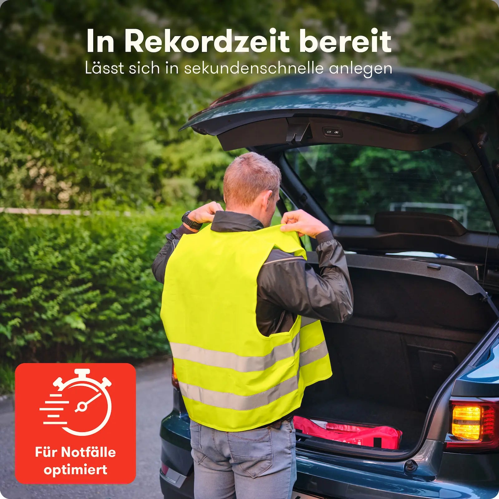 PURAHELP Warnweste in Sekundenschnelle anlegbar für Notfälle