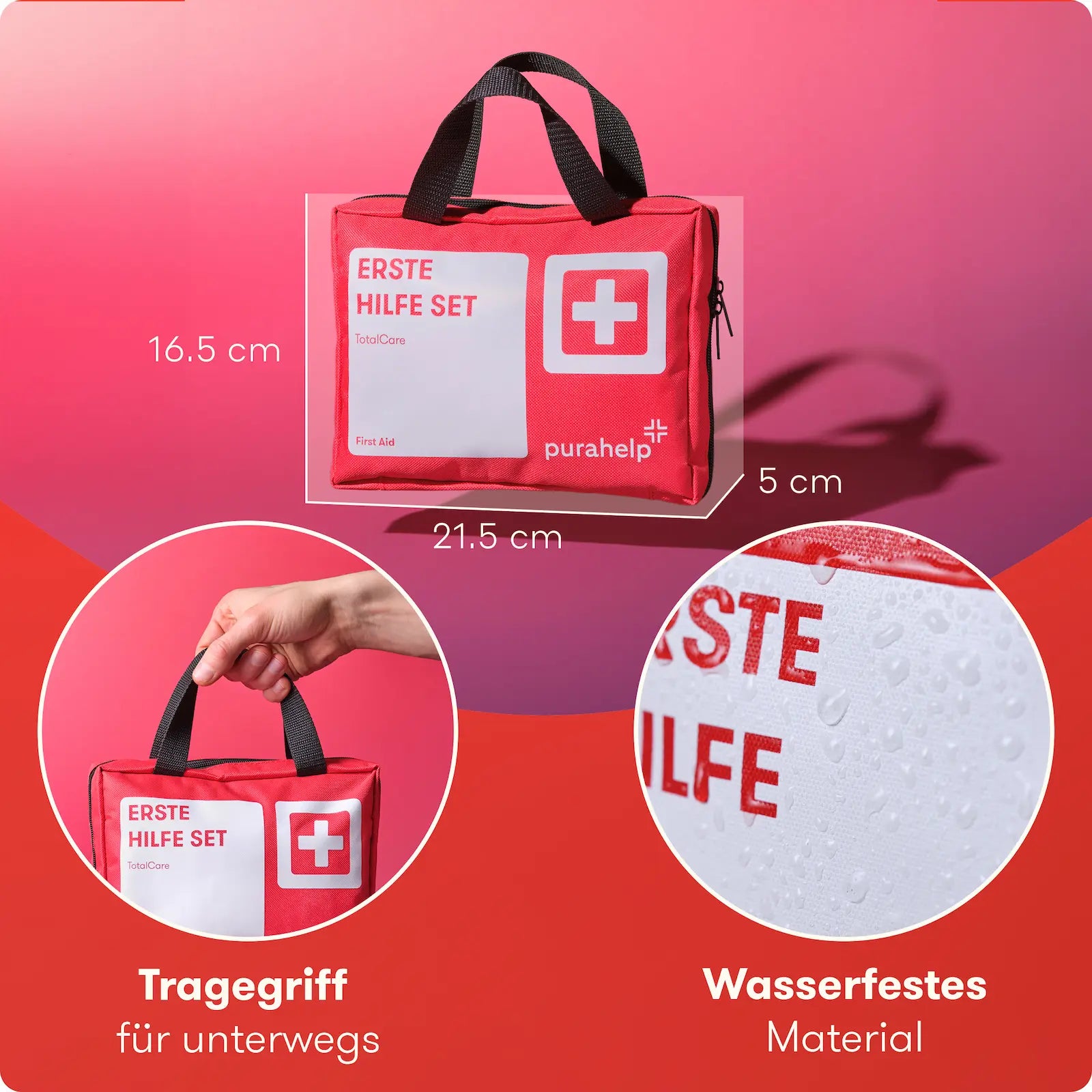 Kompaktes Erste Hilfe Set mit Tragegriff – wasserfestes Material, ideal für unterwegs