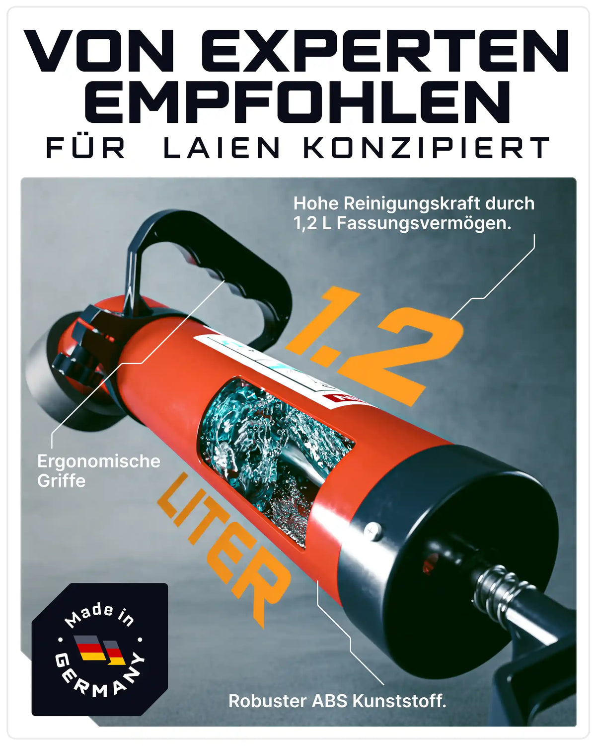 WERKSTEIN Rohrreinigungspumpe mit 1,2 Liter Volumen und ergonomischen Griffen