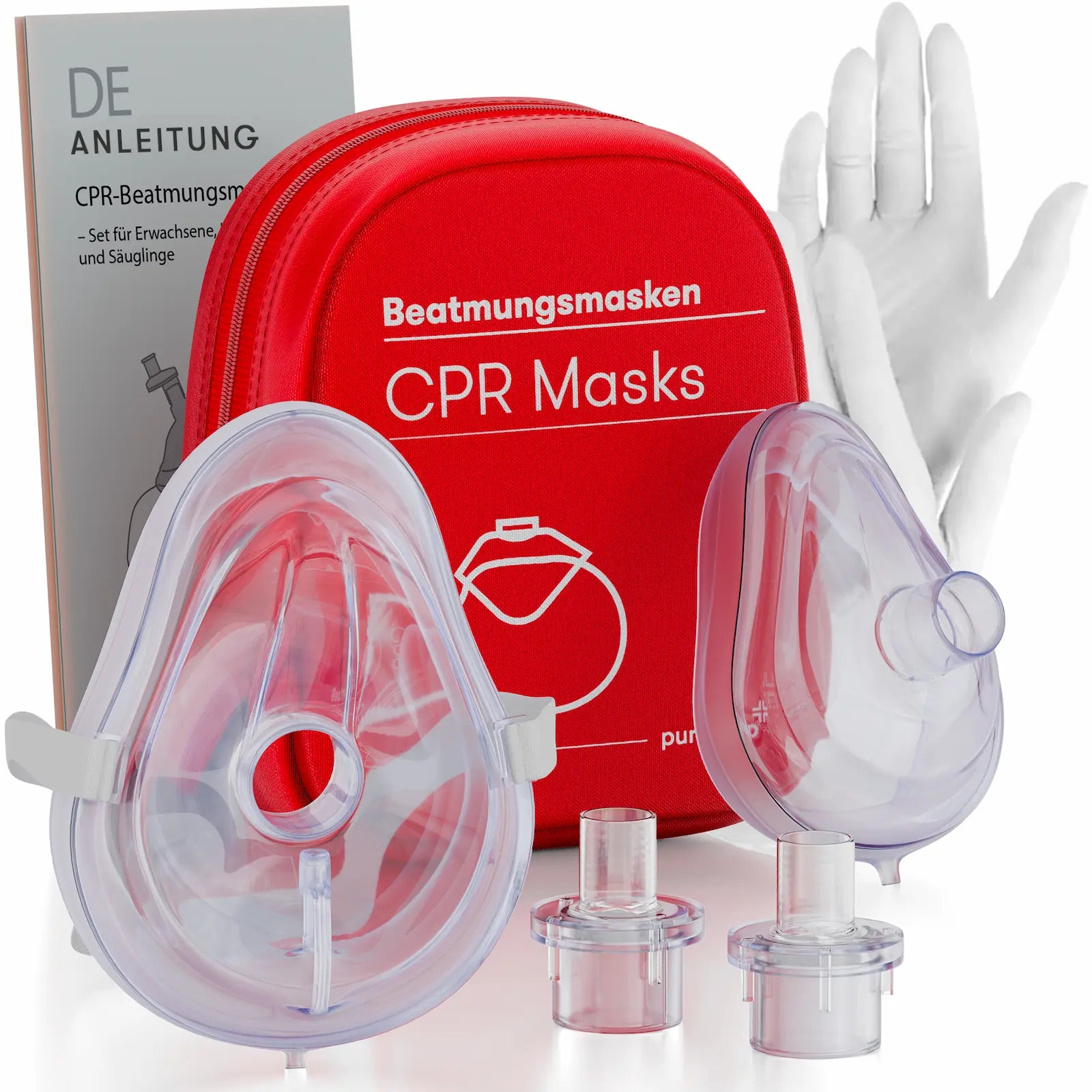 Beatmungsmaske Erste Hilfe Set mit Masken für Erwachsene und Kinder, inklusive Tasche, Anleitung und Ventile – ideal für hygienische CPR