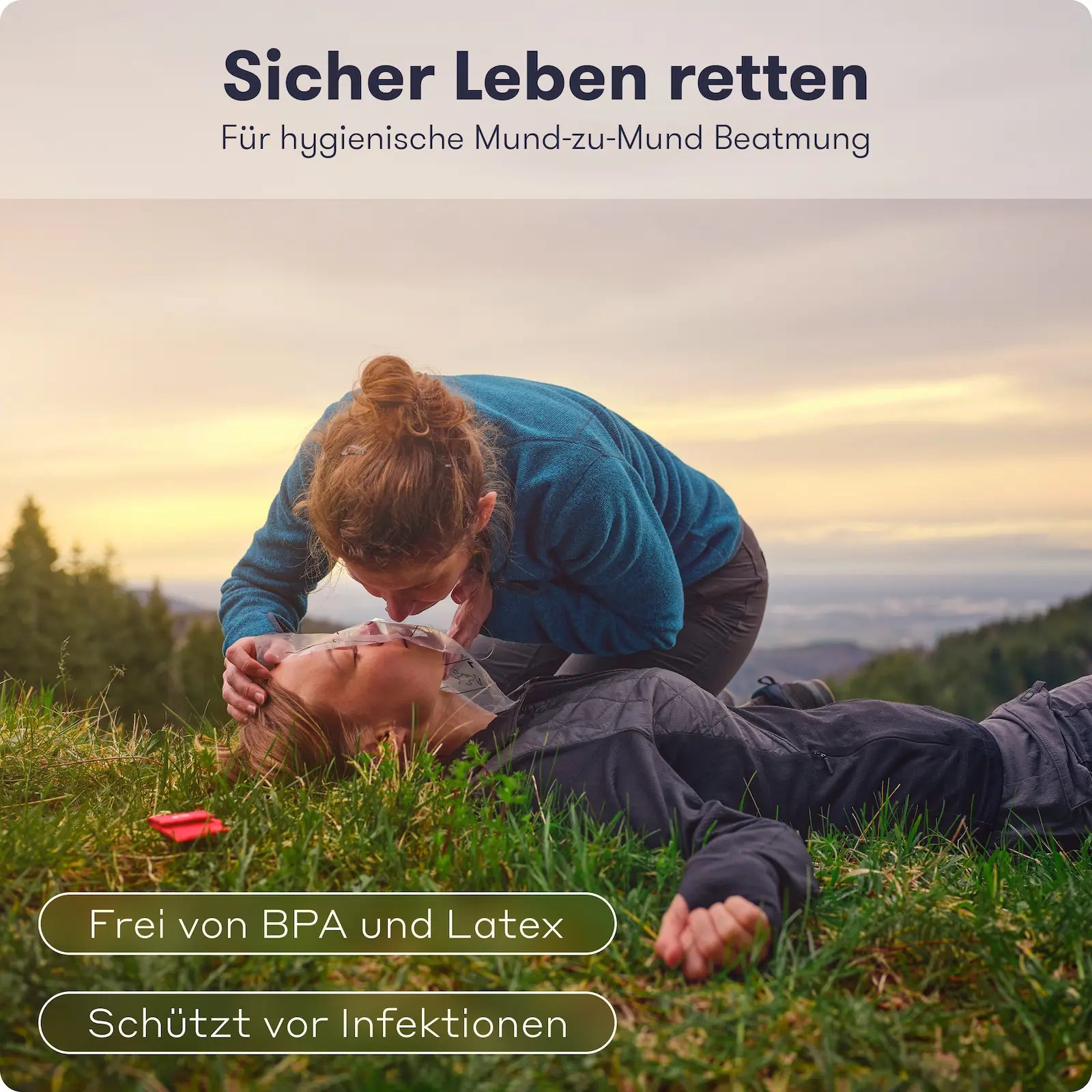 Lebensrettende Beatmung mit Beatmungstuch – schützt vor Infektionen, BPA- und latexfrei