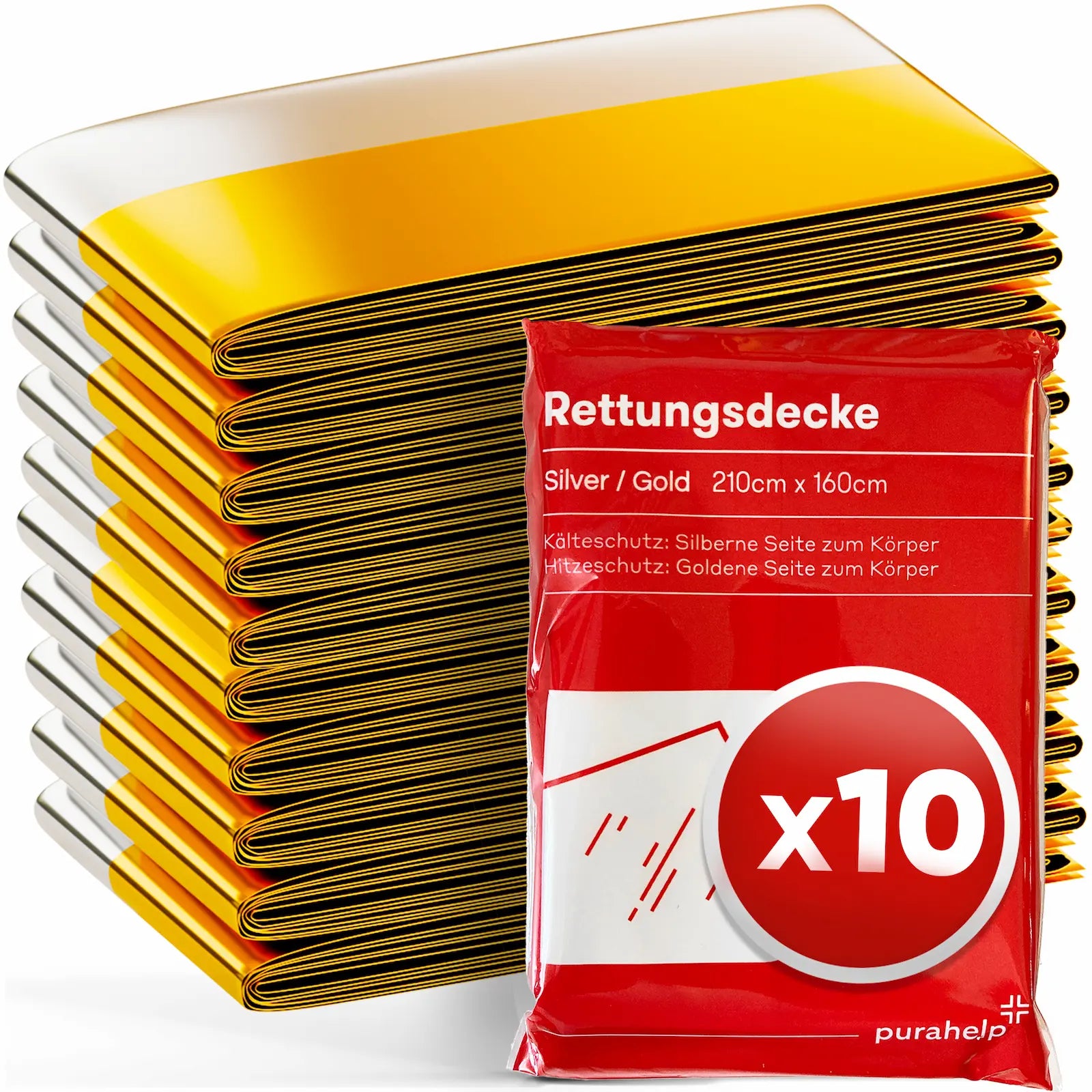 Rettungsdecke Gold Silber 10 Stück – funktionale Notfalldecken für Auto, Outdoor & Erste Hilfe Sets
