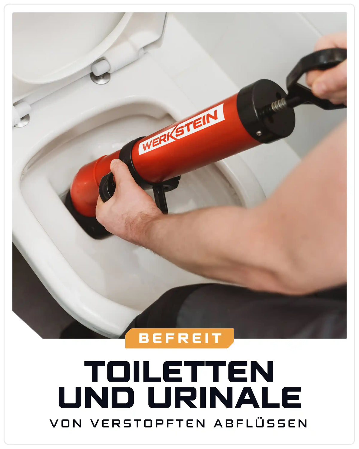 WERKSTEIN Rohrreinigungspumpe entfernt Verstopfungen in Toilette und Urinal